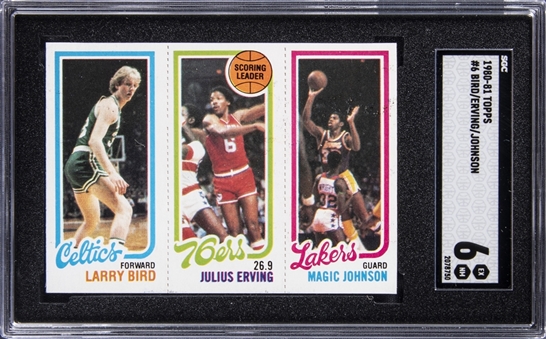 1980 Topps Scoring Leader Larry Bird/Magic Johnson Rookie Card - SGC EX-NM 6